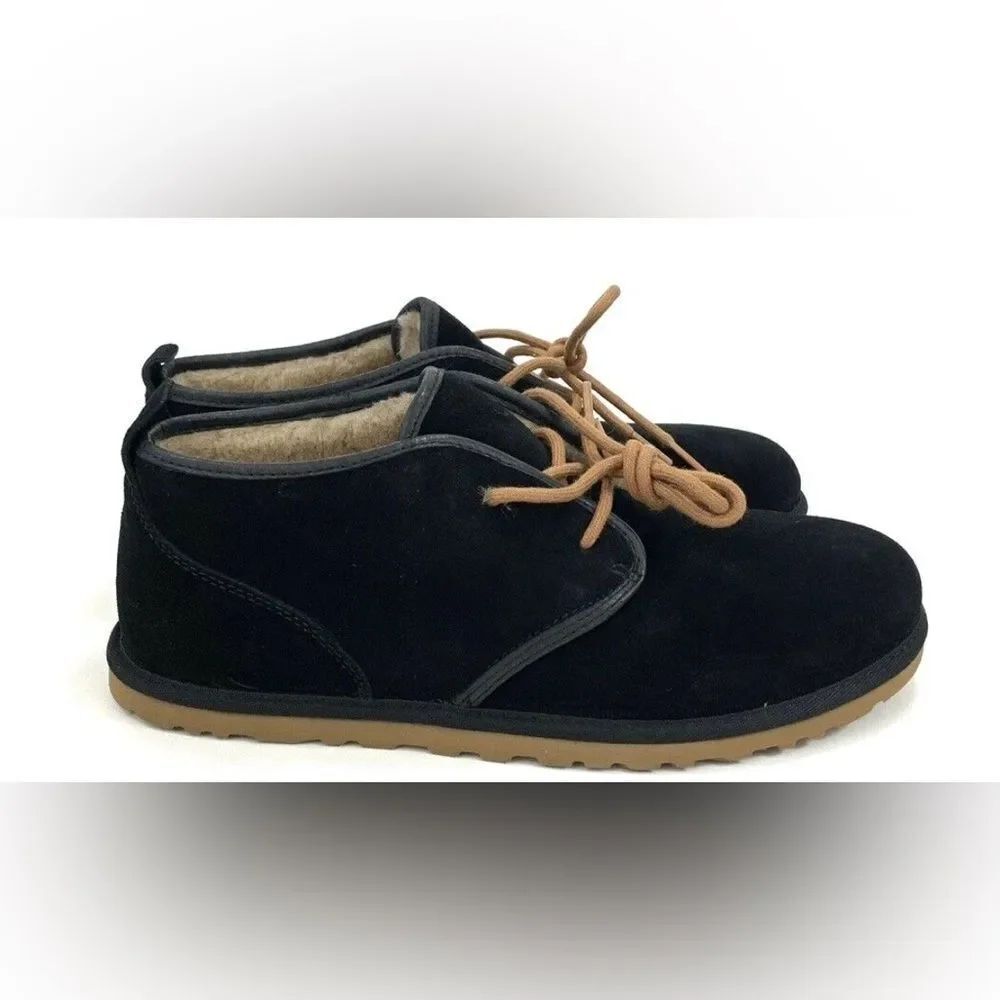 UGG Men's Black Suede Boots with Tan Laces NWOT